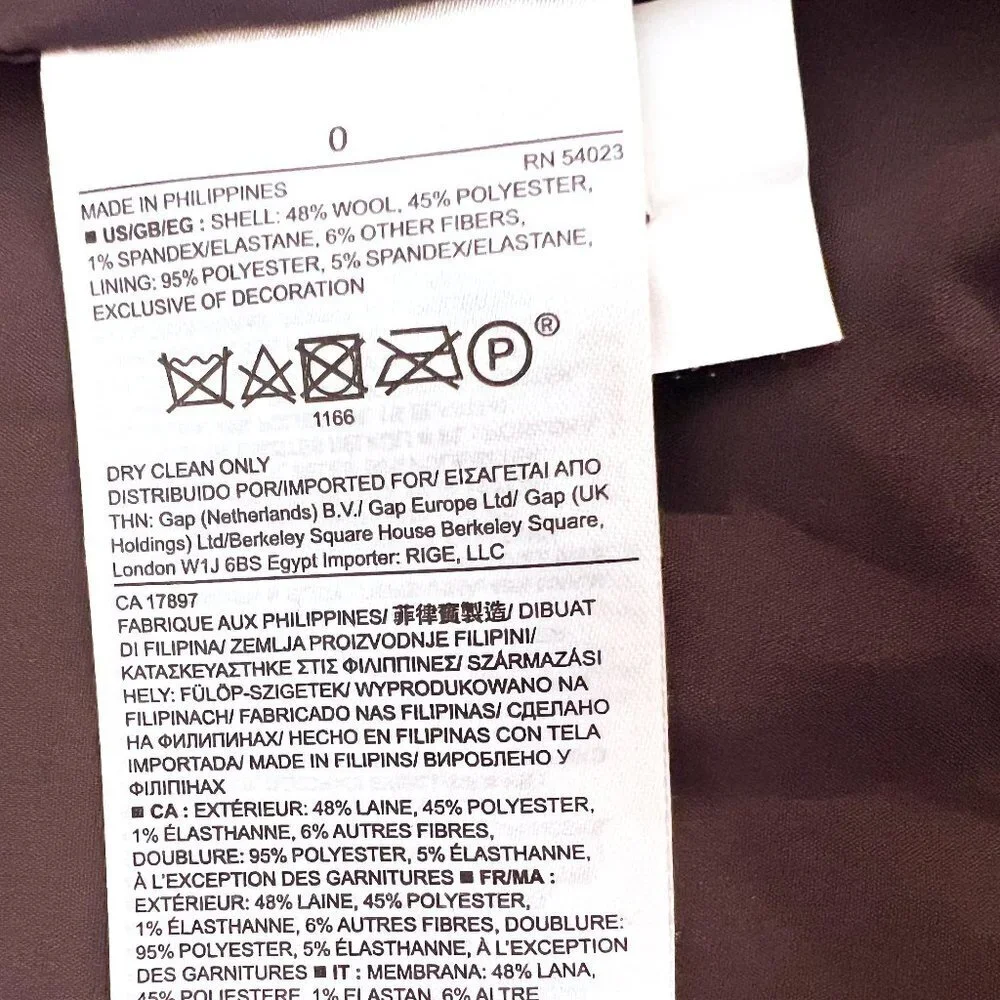 Banana Republic Women’s Wool Notched Collar Button Front Jacket Blazer Size 0 - Picture 11 of 13